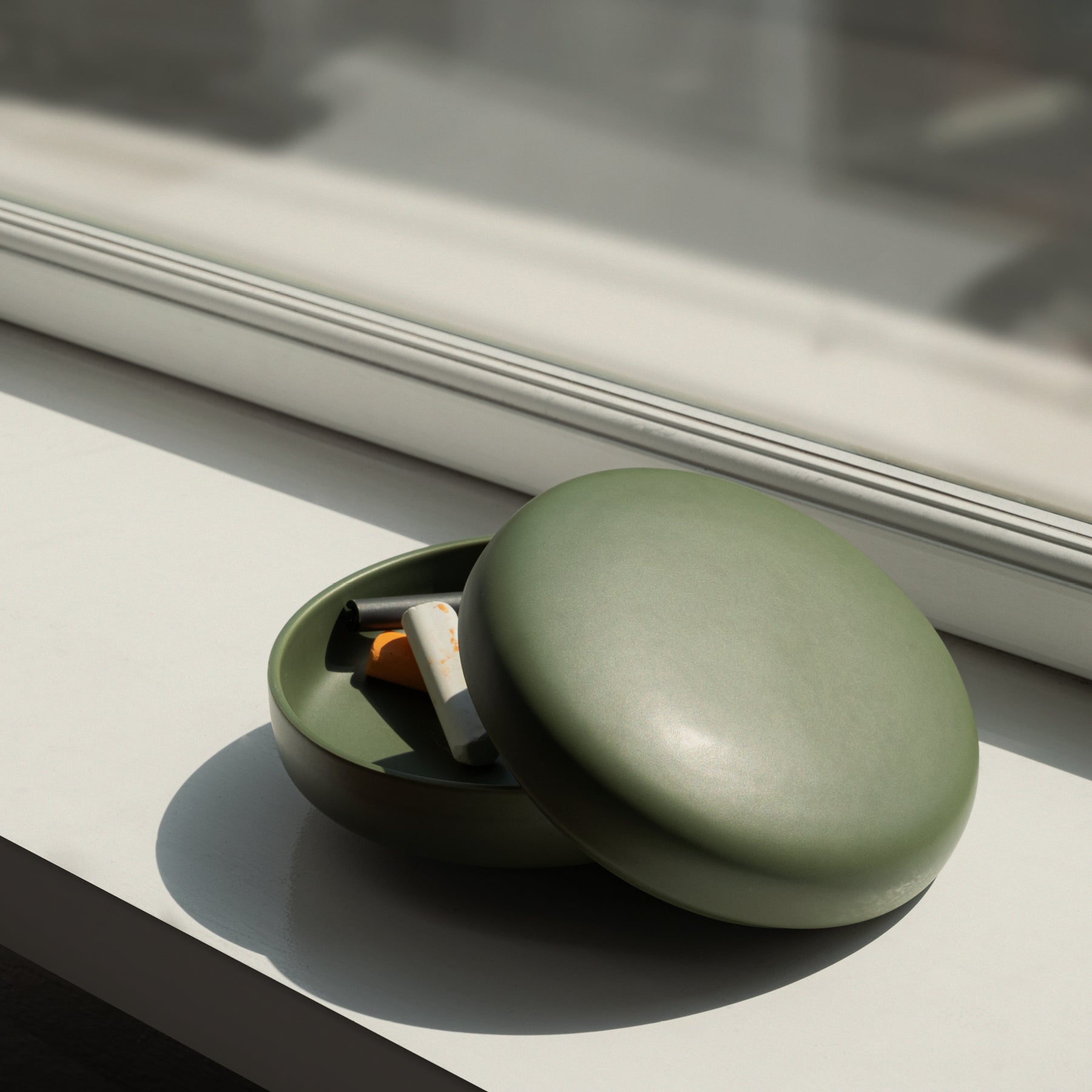 Small Elm Green Trinket Box - Rounded Lidded Ceramic Pot - Image 2