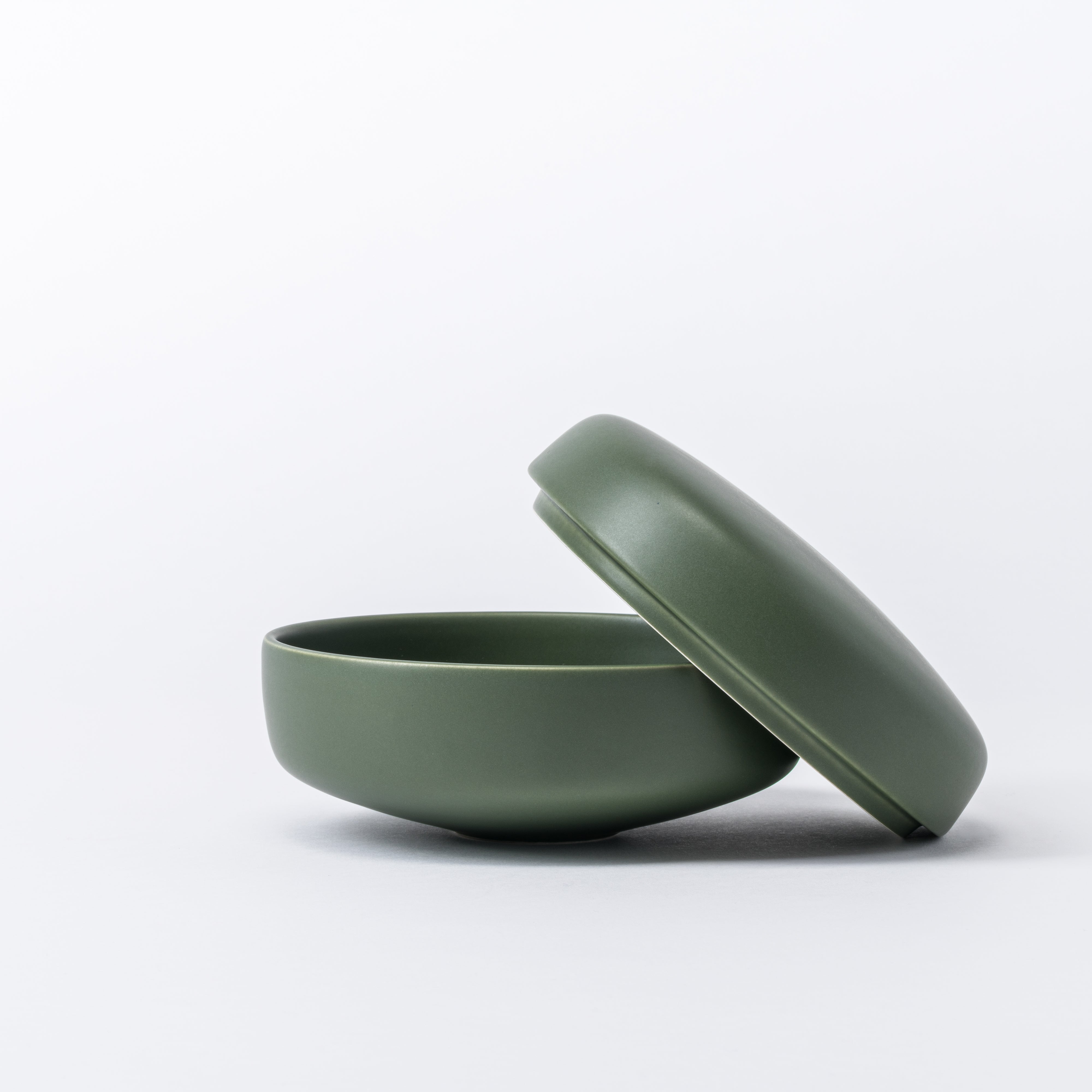 Small Elm Green Trinket Box - Rounded Lidded Ceramic Pot - Image 3
