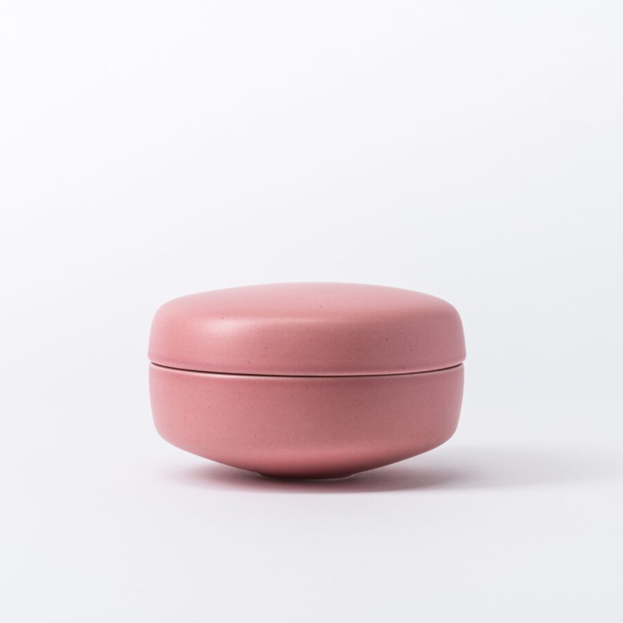 Small Old Rose Storage Jar - Smooth Low-Profile Vanity Box