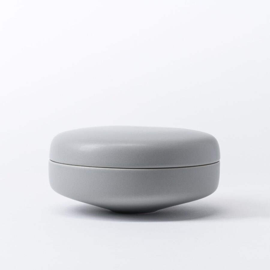 Large Belgian Block Storage Jar - Sculpted Wide Vanity Box