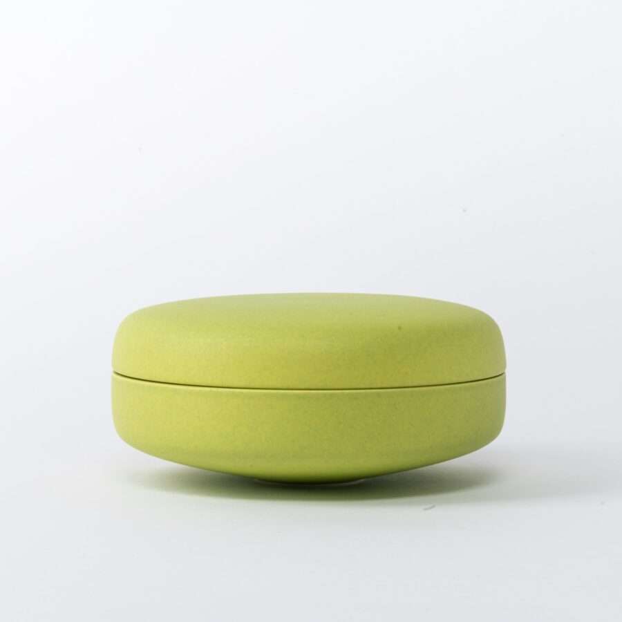 Large Spring Apple Lidded Box - Wide Pebble Ceramic Jar
