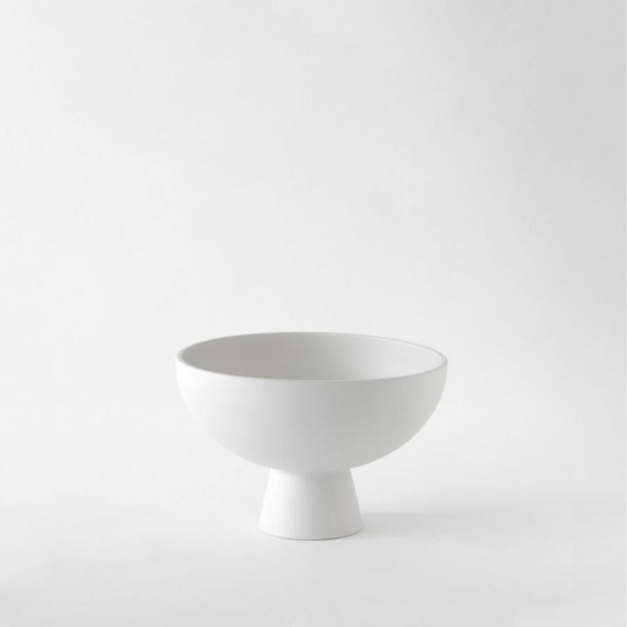 Medium Vaporous Grey Modern Pedestal Bowl