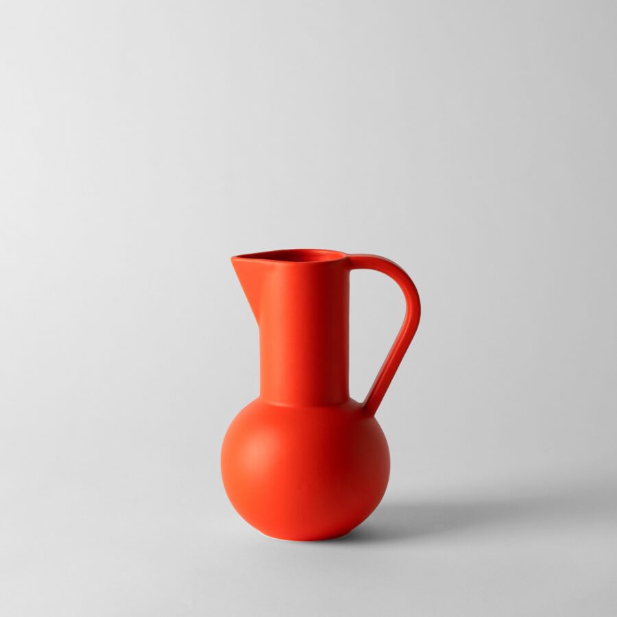 Small Strong Coral Tall-Neck Rounded Serving Jug